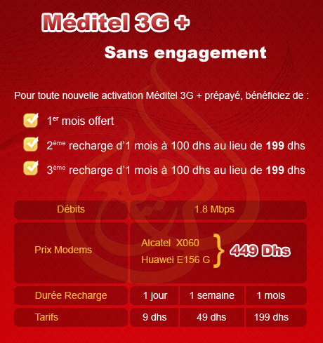 Meditel 3G+ Sans engagement
